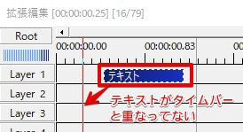 テキストオブジェクトがタイムバーと重なっていない