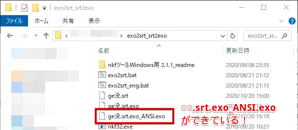 ○○.srt.exo_ANSI.exoができている