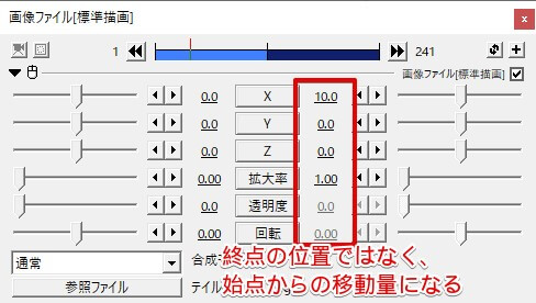 移動量指定の動きサンプル